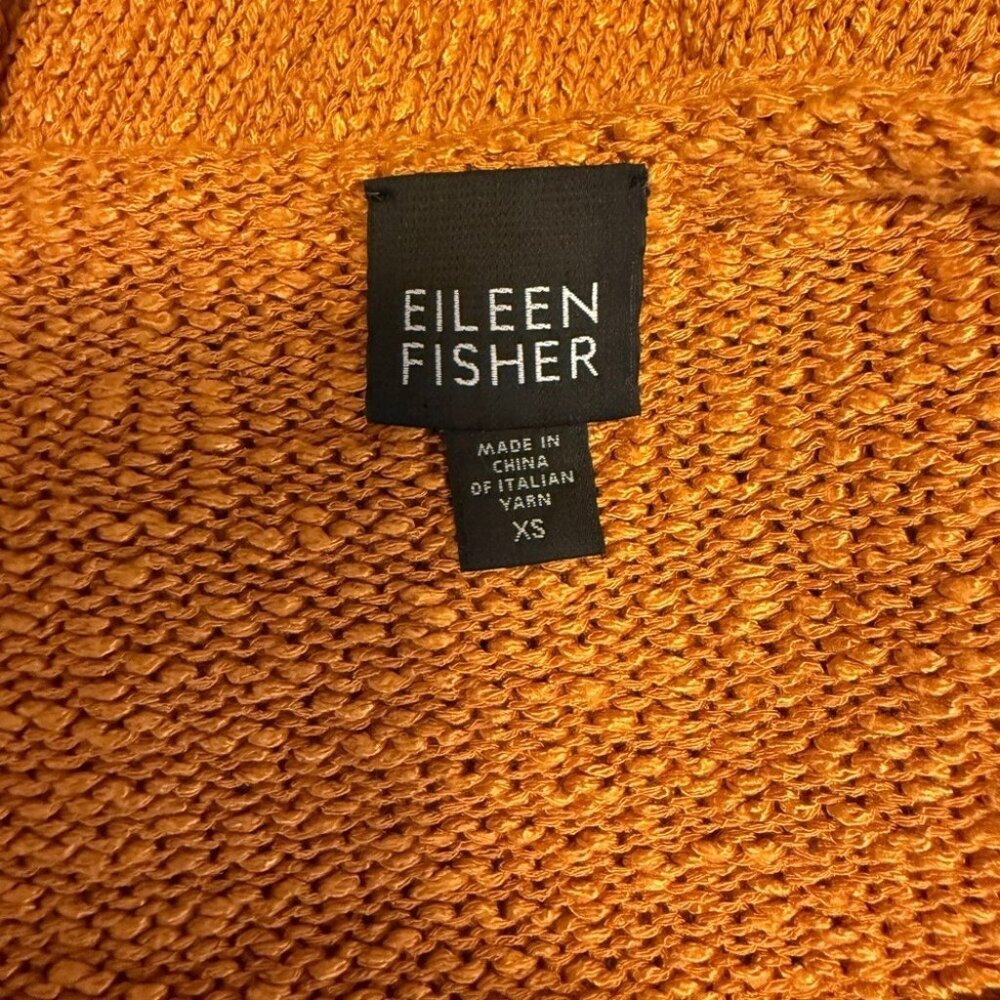 Eileen Fisher Womens XS Marled Orange Sweater 3/4 Sleeves & V-Neckline Linen Ble - Picture 4 of 7